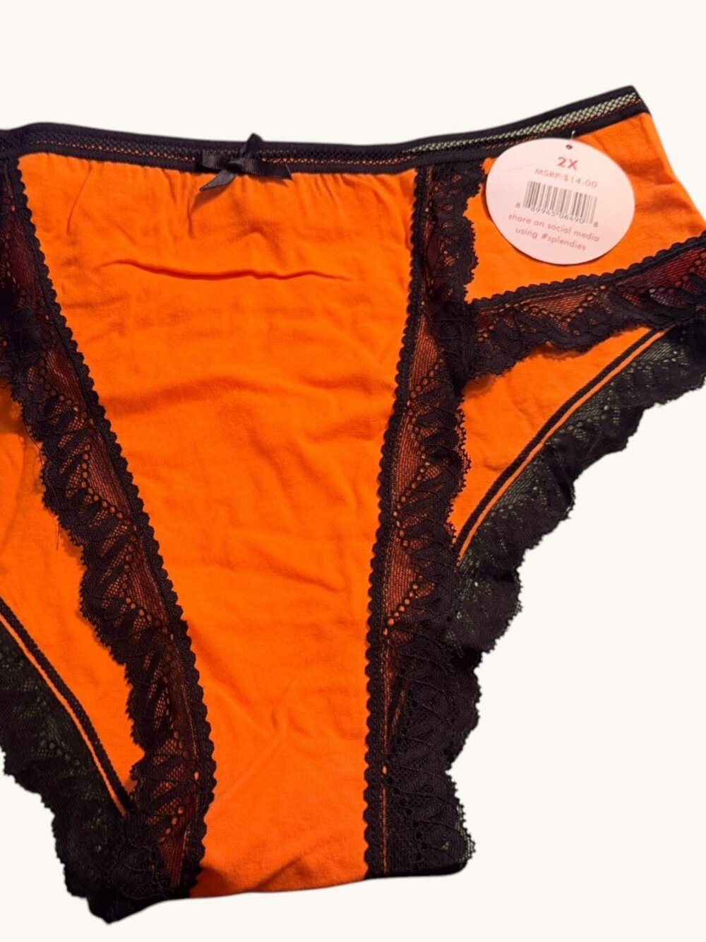 NWT Splendies Black Lace & Orange Halloween Panty Size 2X